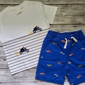 Hanna Andersson Organic Cotton Race Vehicles Outfit NWT